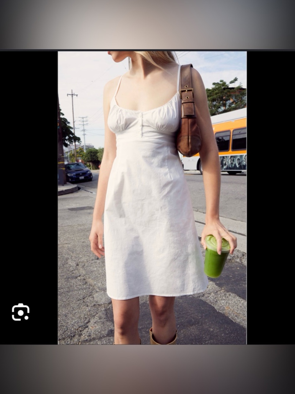 Brandy Melville Arianna White Cotton Babydoll Mini Dress Preppy Coquette Cottage